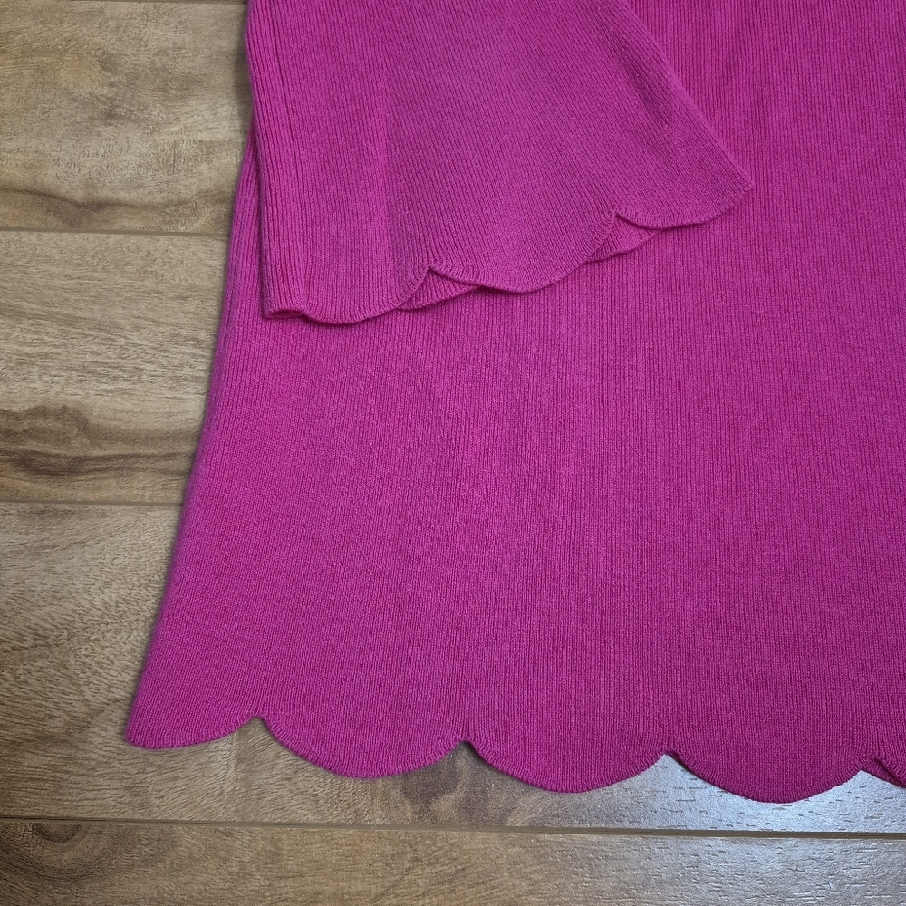 Talbots Pink Crew Neck Sweater scalloped edges large - Picture 3 of 6